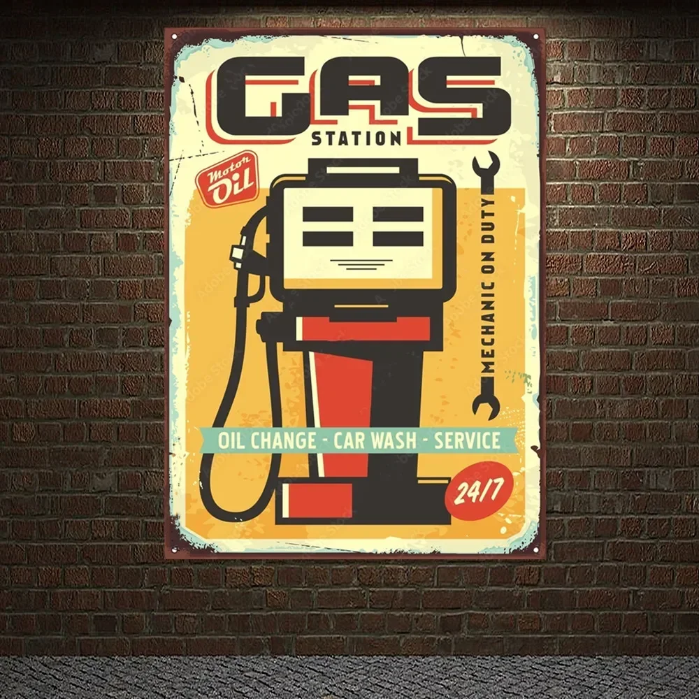 Auto Repair Shop Banners - GAS STATION Vintage CAR WASH -