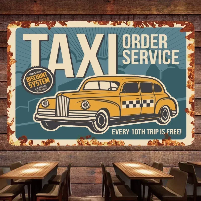 Auto Repair Shop Banners - TAXI ORDER SERVICE Vintage CARS Art