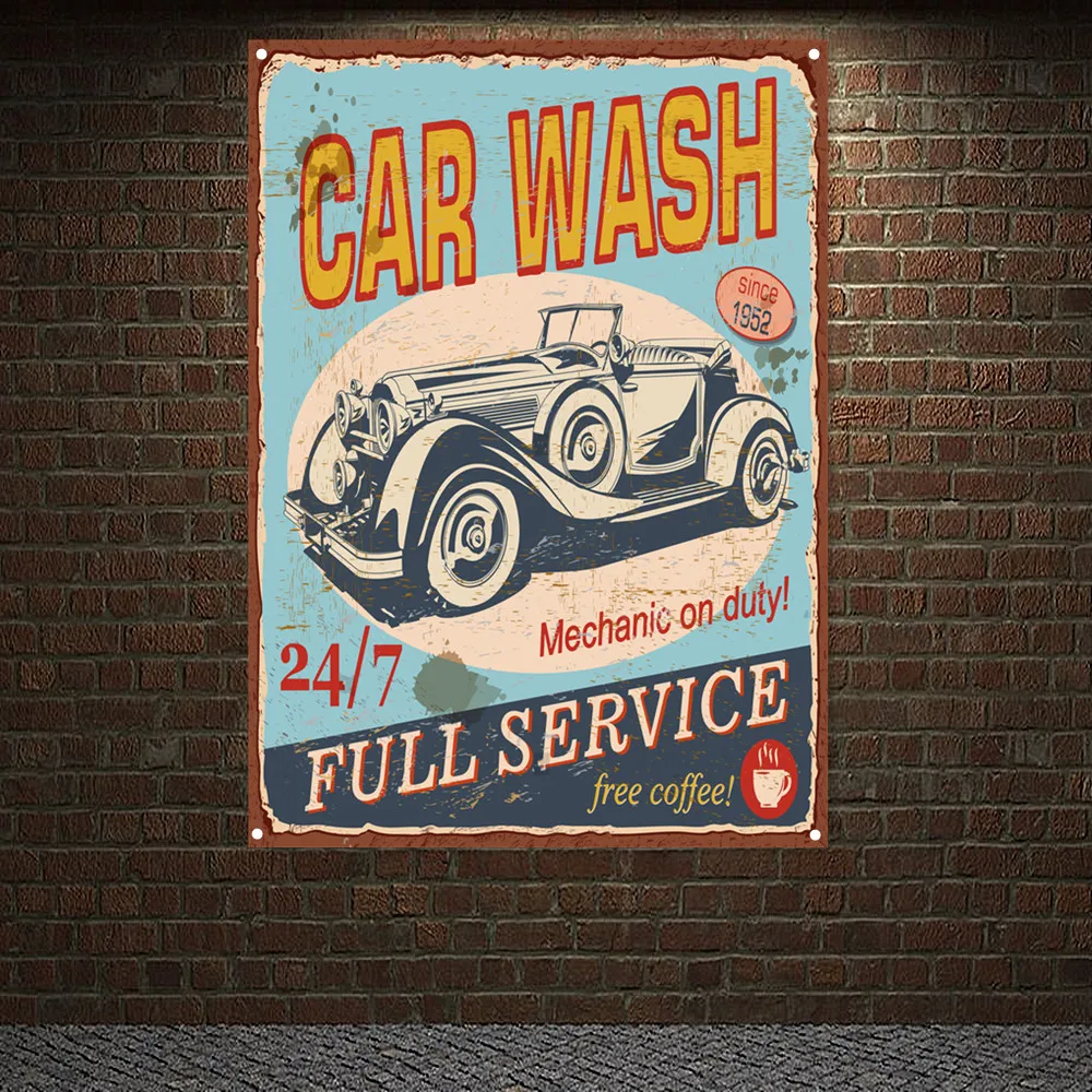 Auto Repair Shop Banners - Vintage CAR Wash Full Service Poster
