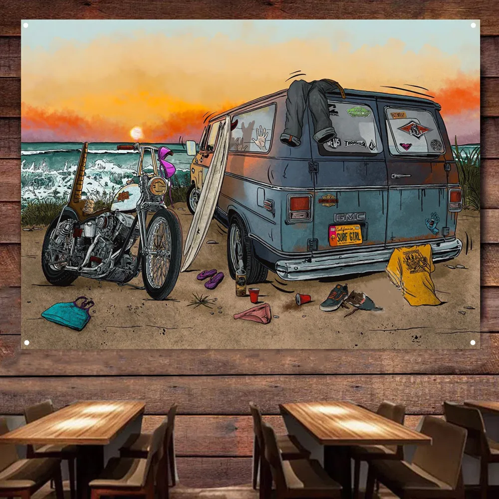 Motorcycle Car Camping Art Pos - Auto Repair Shop Banners review and price